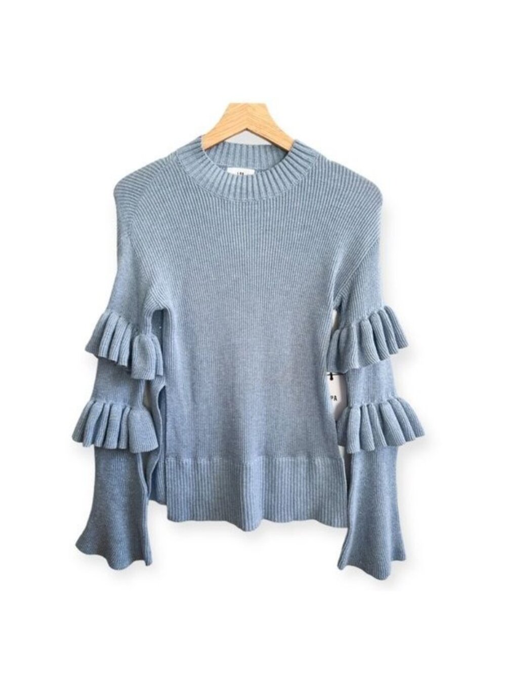 New with Tag, Revolve LPA Top 510 with Ruffle Sleeves, Size XS, Cloud Blue - Picture 3 of 13